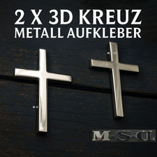 2X 3D Kreuz Silber Chrome KFZ