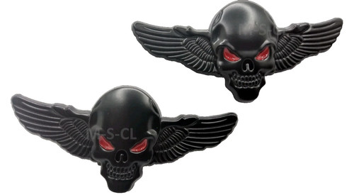 Metall totenkopf flügel - 2x, 3d